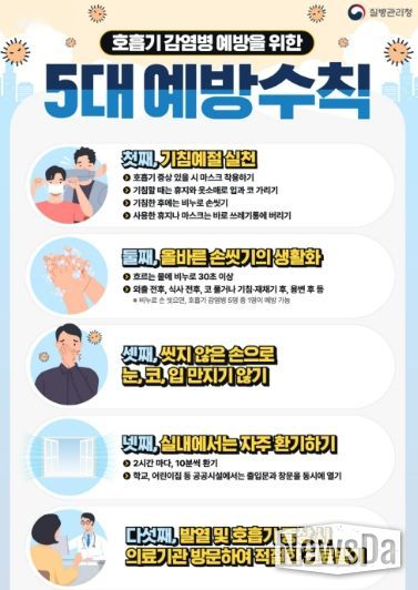 호흡기 감염병 5대 예방수칙 안내문