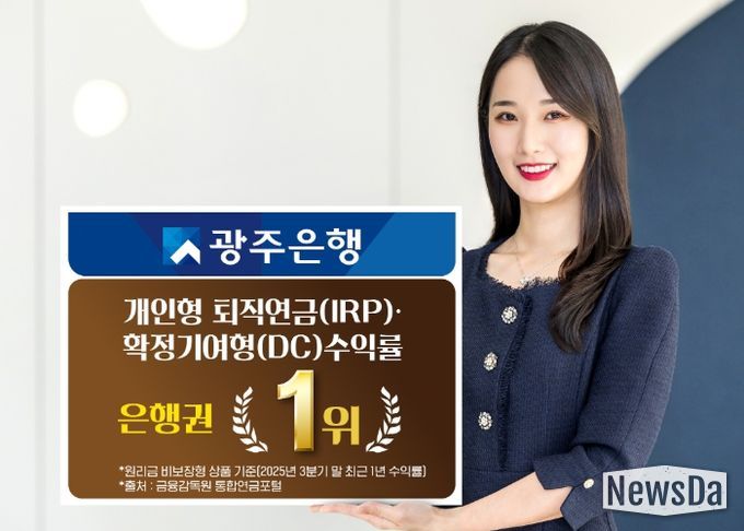 광주은행, 2025년 3분기 퇴직연금 원리금 비보장형 부문 IRP·DC 수익률 은행권 전체 1위 달성