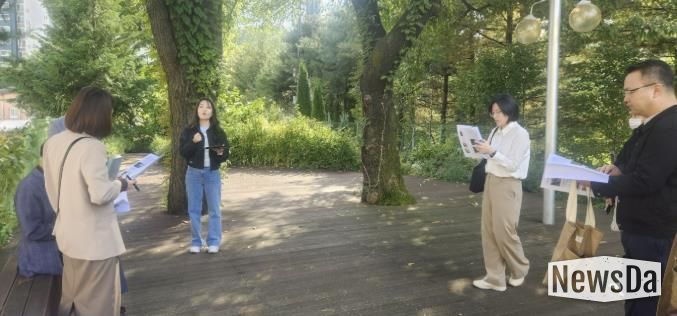 시온고등학교 학교숲 현장평가 모습