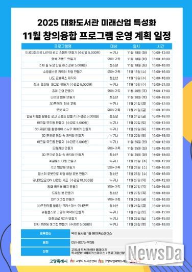 11월‘미래산업 특성화 창의융합 프로그램’안내문