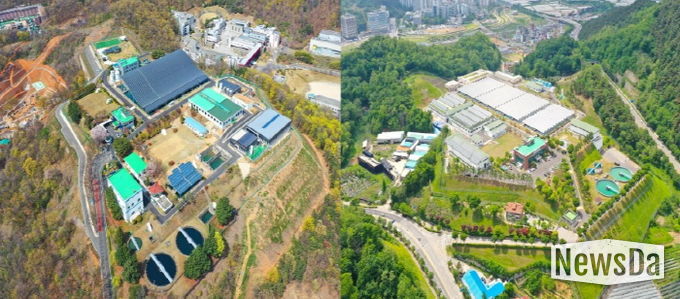 안산정수장(왼쪽 사진)·연성정수장(오른쪽 사진) 전경