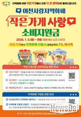 이천시, 지역화폐 가맹점 확대하고 작은가게 지원 나선다