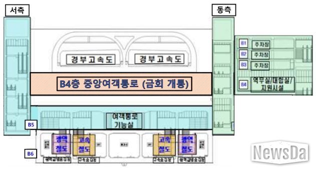 동탄역 B4층 중앙여객통로 현황