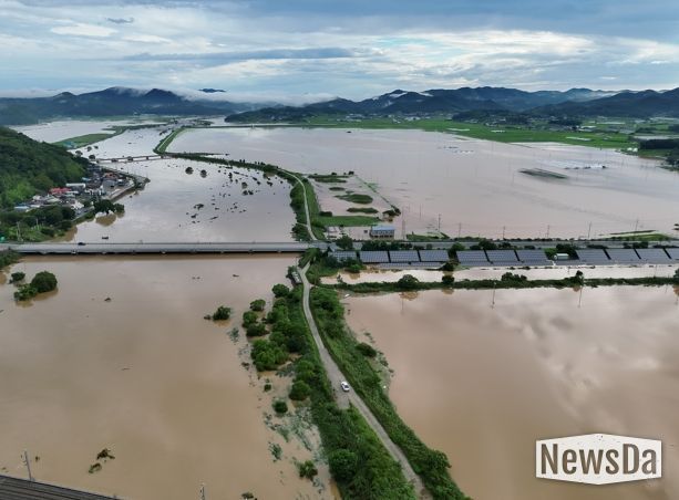 문평면 산호지구가 농림축산식품부의 배수개선사업 신규 착수지구로 선정됐다. 사진은 산호지구 침수 당시 모습.