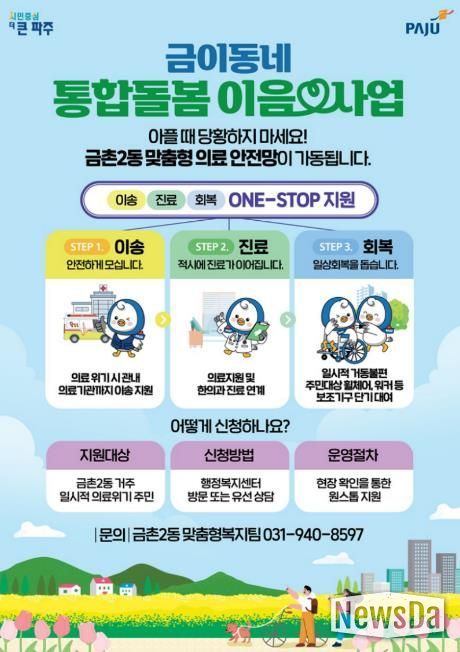 파주시 금촌2동, 금이동네‘통합돌봄 이음’가동… 의료이송·진료·회복 한 번에 잇는다