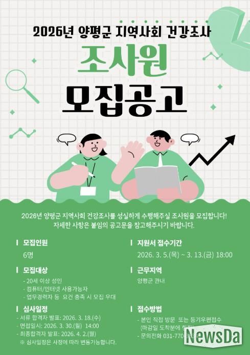 지역사회 건강조사 조사원 모집 포스터