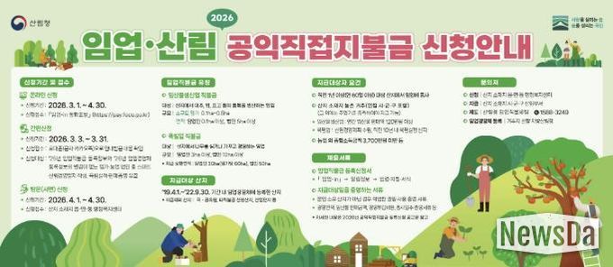동두천시, 2026년 임업·산림 공익직접지불금 신청 미리 준비하세요!