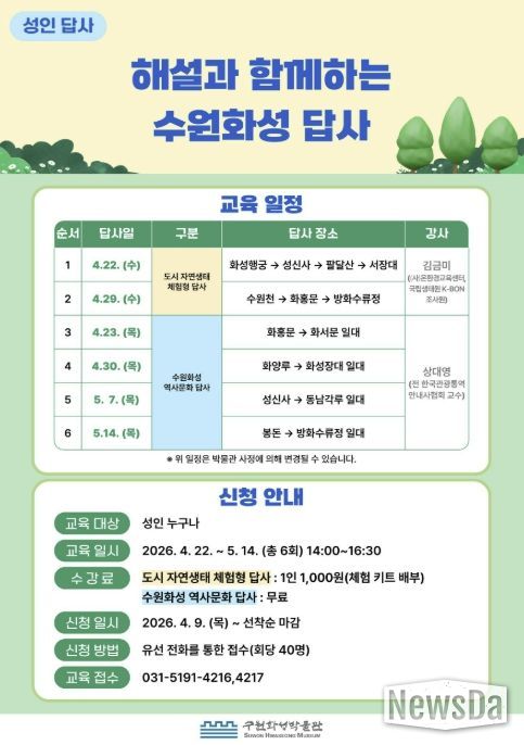 ‘해설과 함께하는 수원화성 답사’ 홍보 포스터